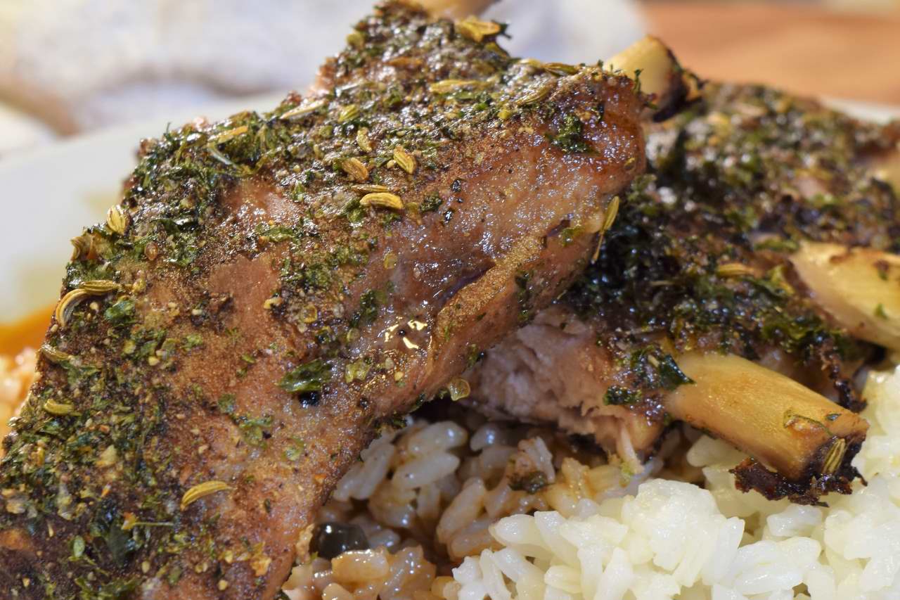 Sous Vide: Pork Spareribs, JerkiTerrAsian Cool Rub, Scorched Tomatoes, Hinode Rice