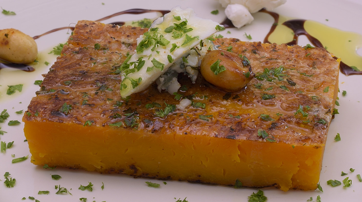 Sous Vide: Seared Butternut Squash Steak with Pt. Reyes Blue Cheese