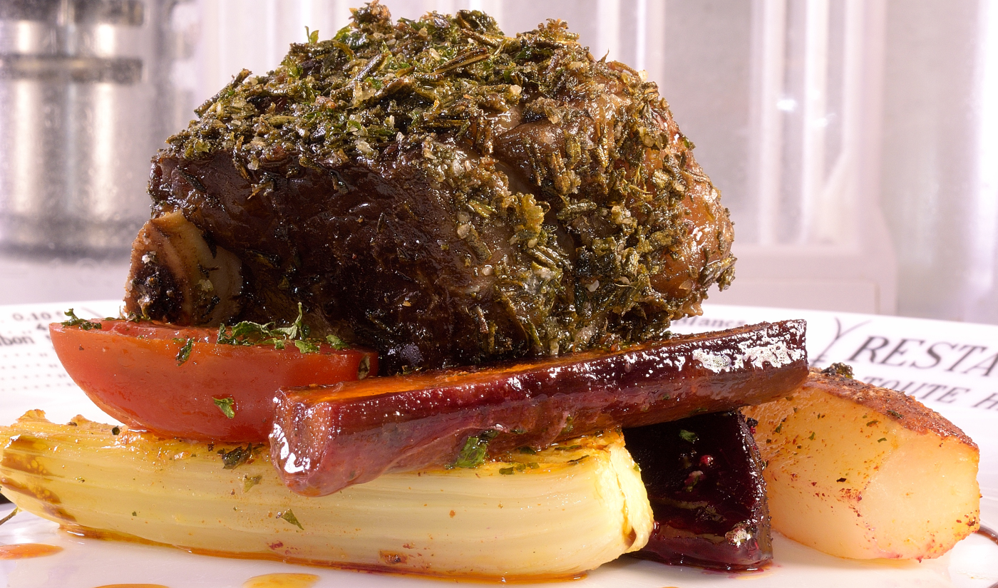 Sous Vide, 2021: Herb Crusted Short Ribs, Roasted Vegetables